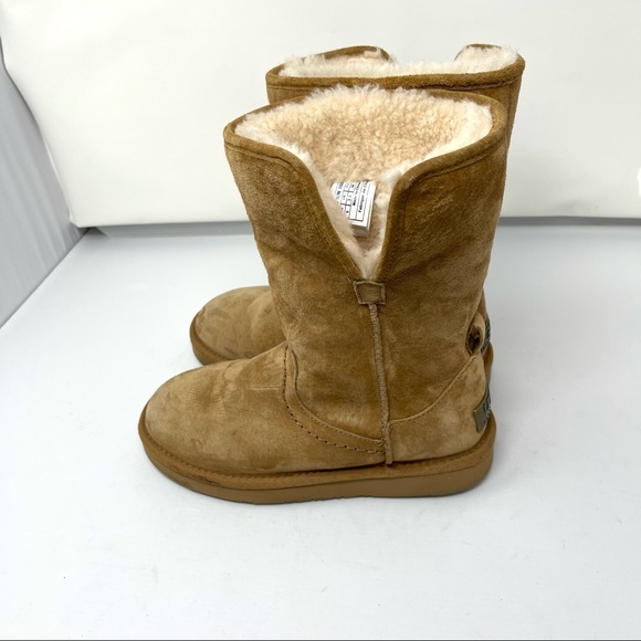 Ugg Chestnut Pull On Sherpa lined Leather Boots size 5 Great - Picture 8 of 12